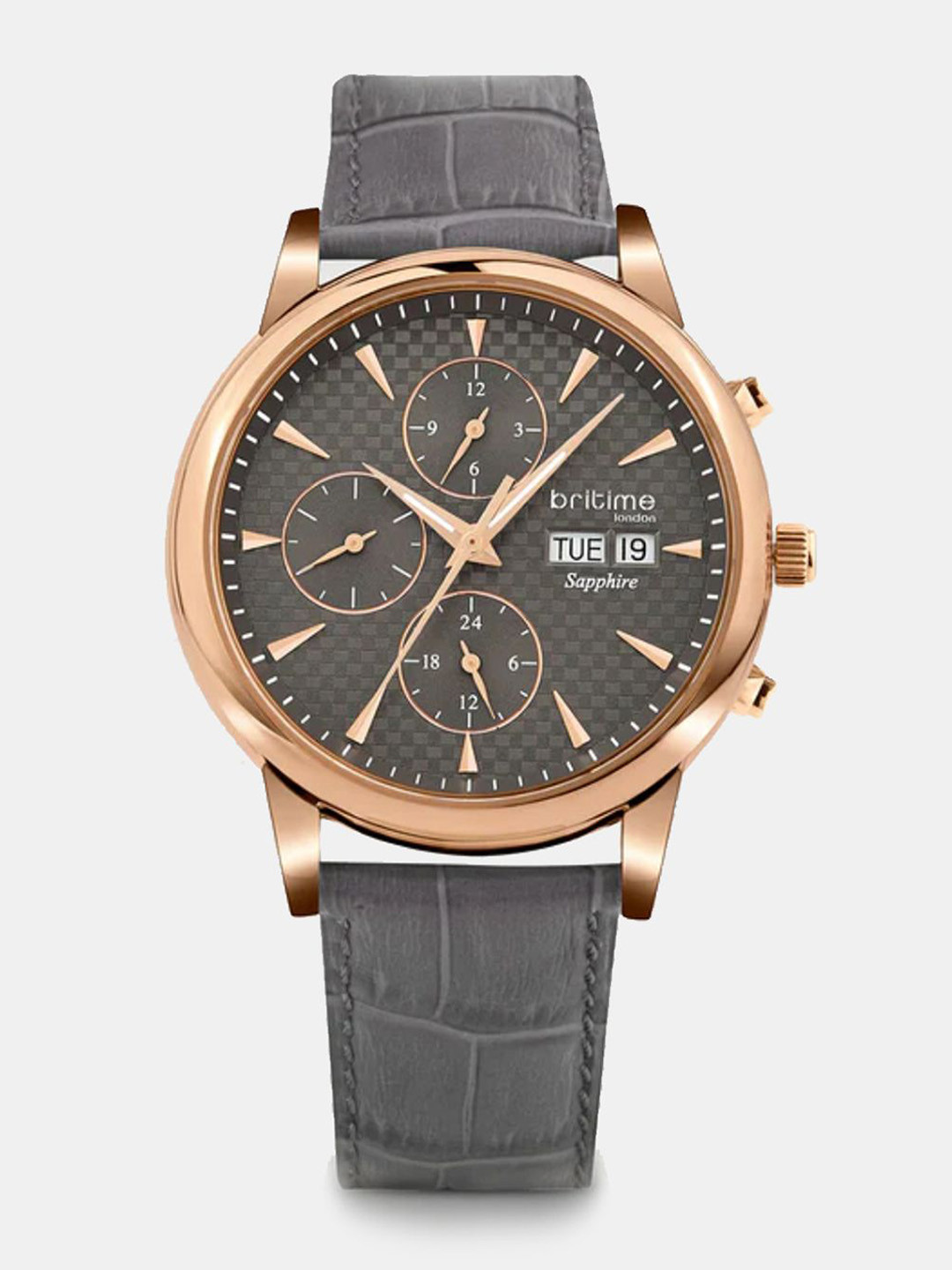 Britime Men Leather Textured Straps Analogue Automatic Motion Powered Watch 928-L31509