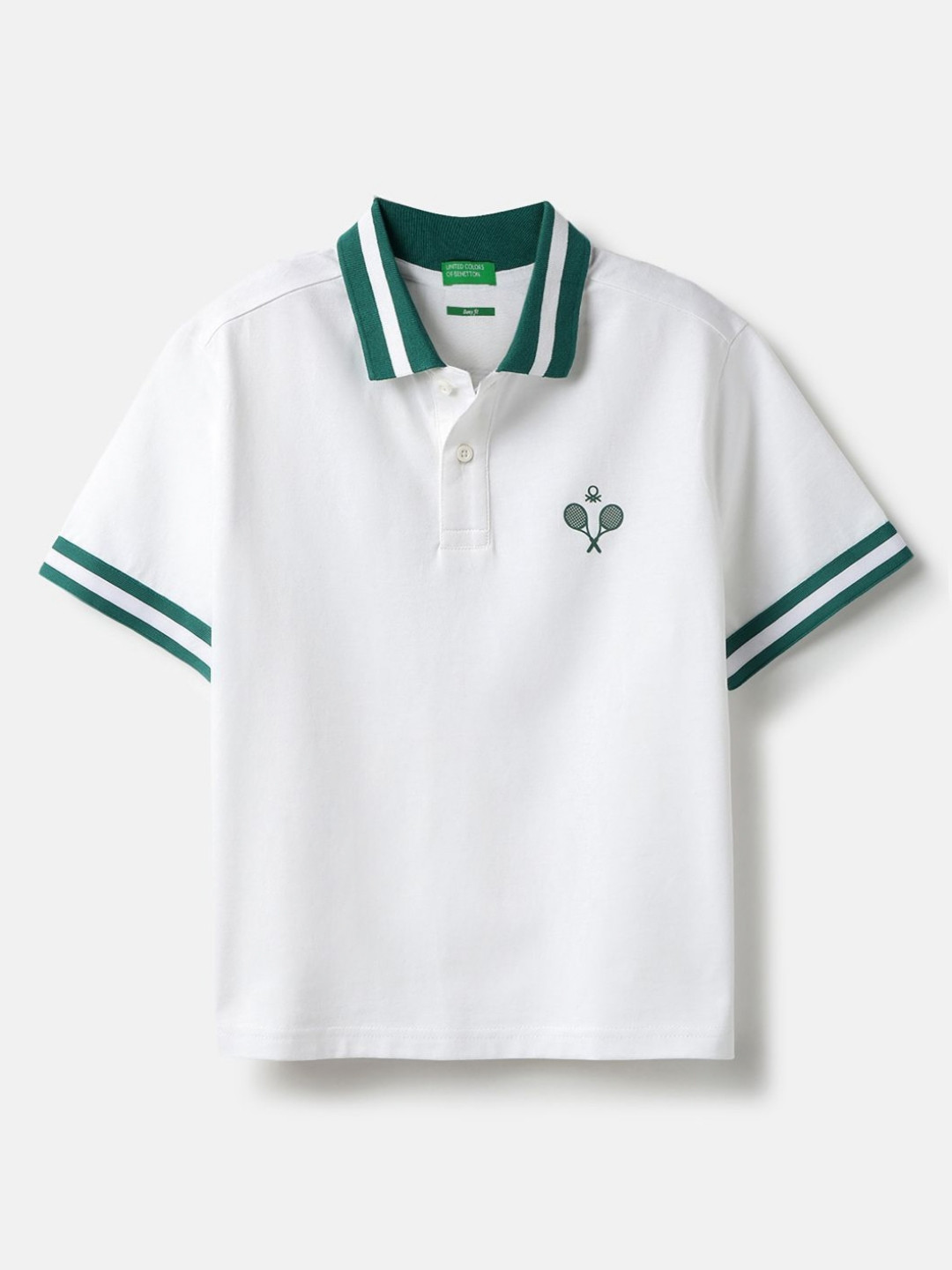 United Colors of Benetton Boys Sports Printed Polo Collar Pure Cotton T-shirt