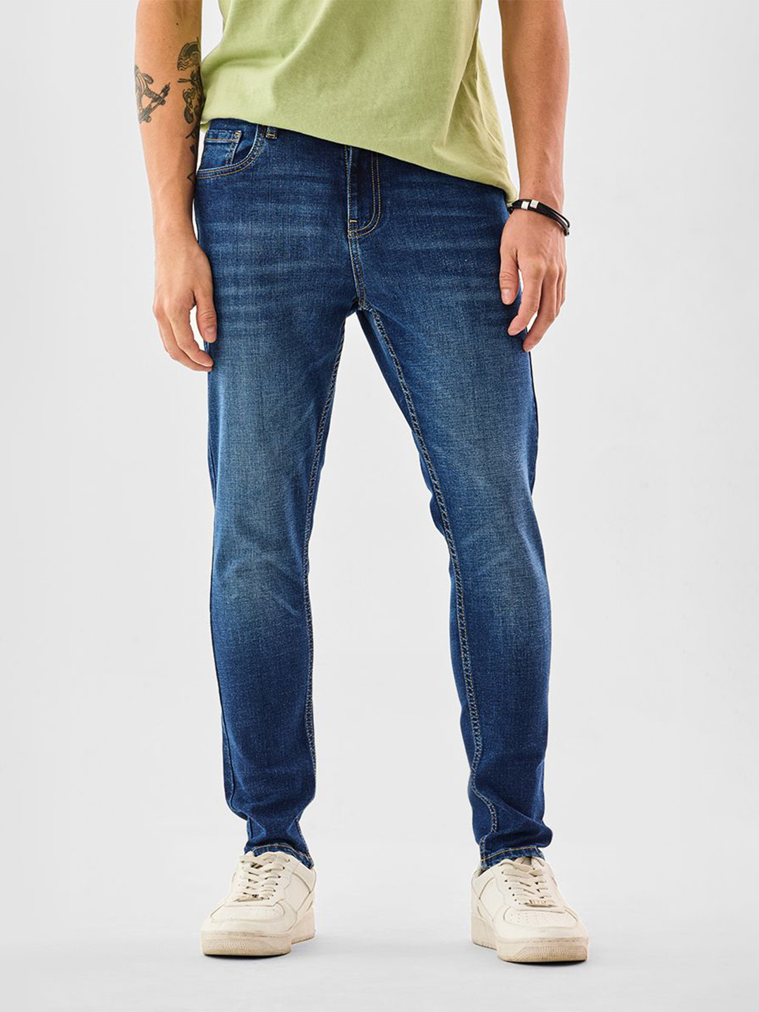 Snitch Men Dark Blue Mid-Rise Skinny Fit Jeans