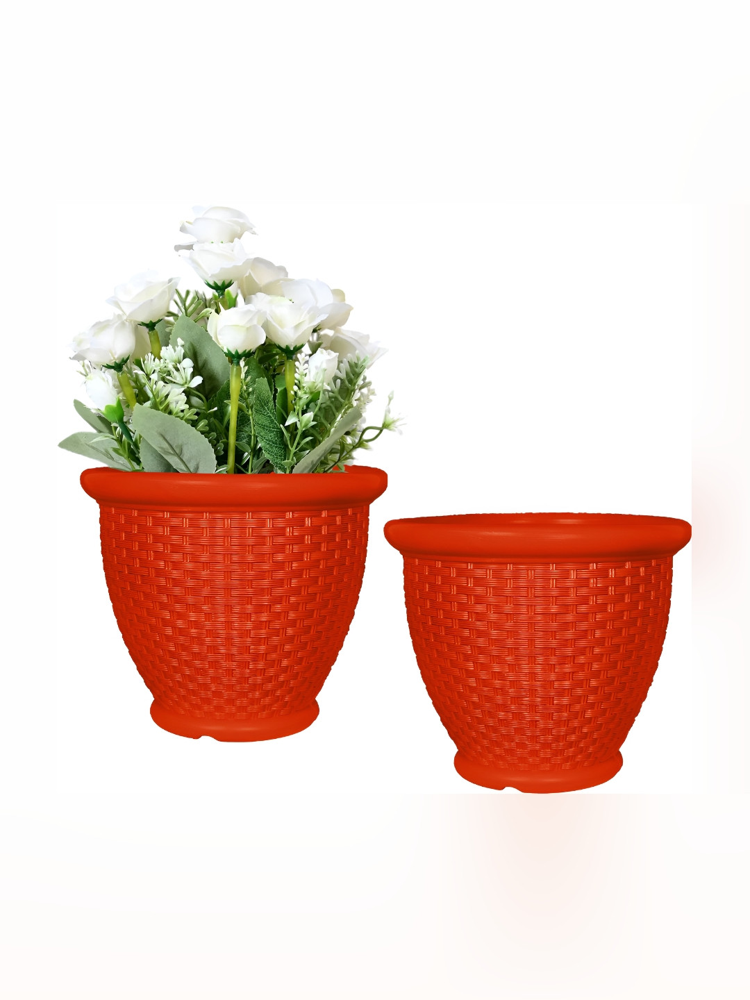 GARDEN'S NEED 2-Pcs Orange-Colored Textured Weather Resistance Planters