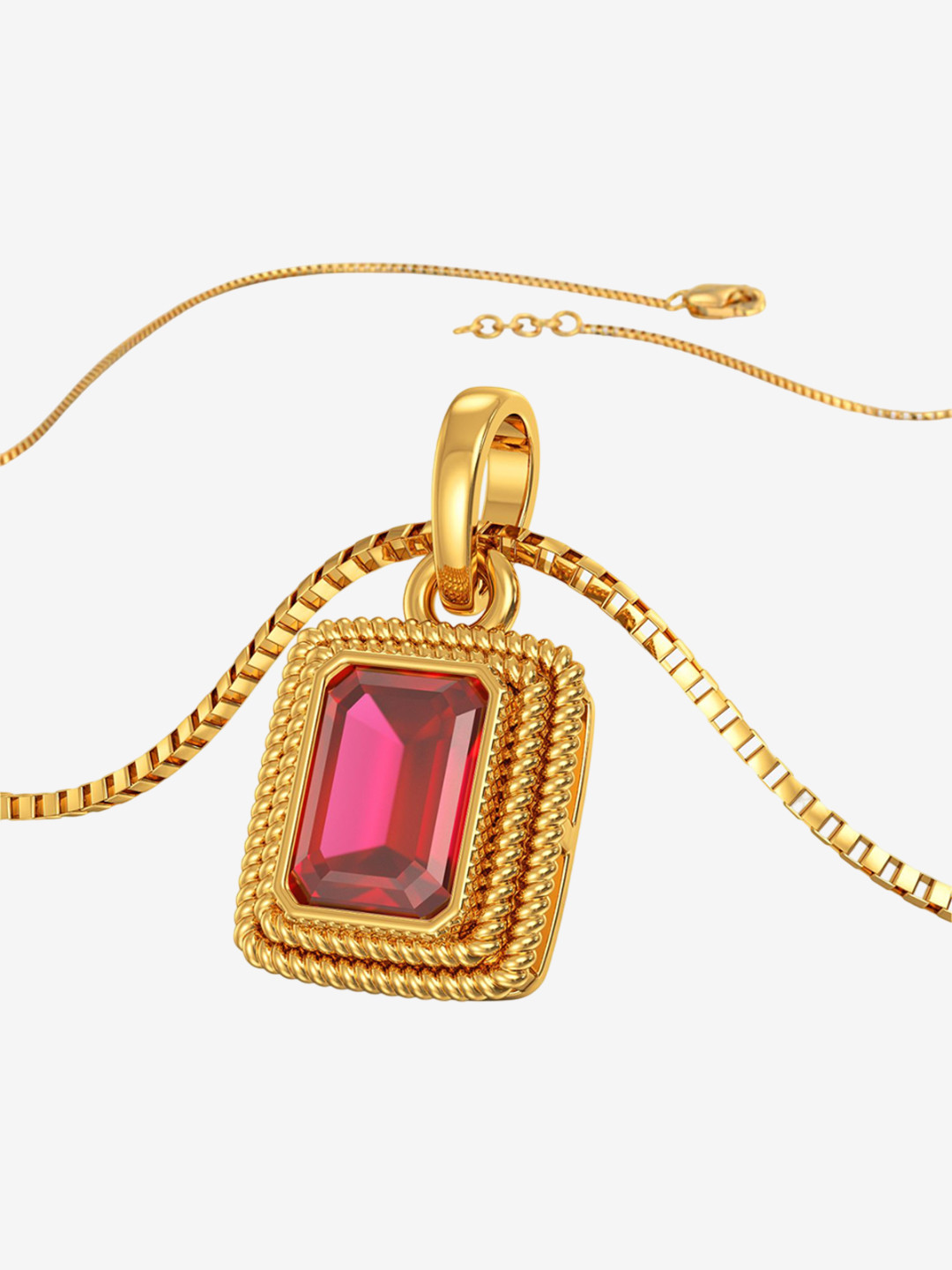Joyalukkas Women 22 Kt Gold Beautiful Gemstone Rectangle Pendant -3.15 g
