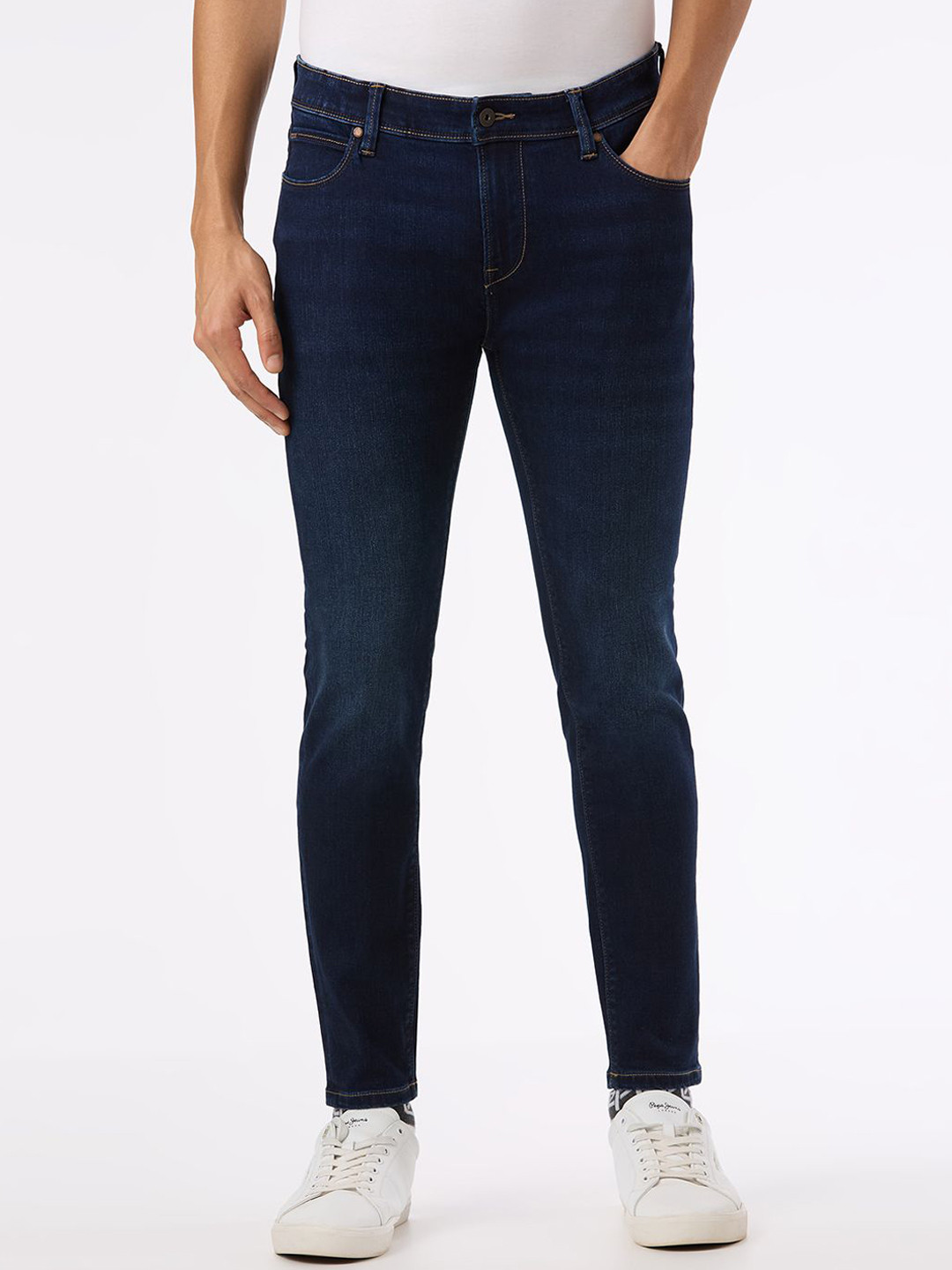 Pepe Jeans Men Oliver Skinny Fit Mid-Rise Light Fade Stretchable Powerflex Jeans