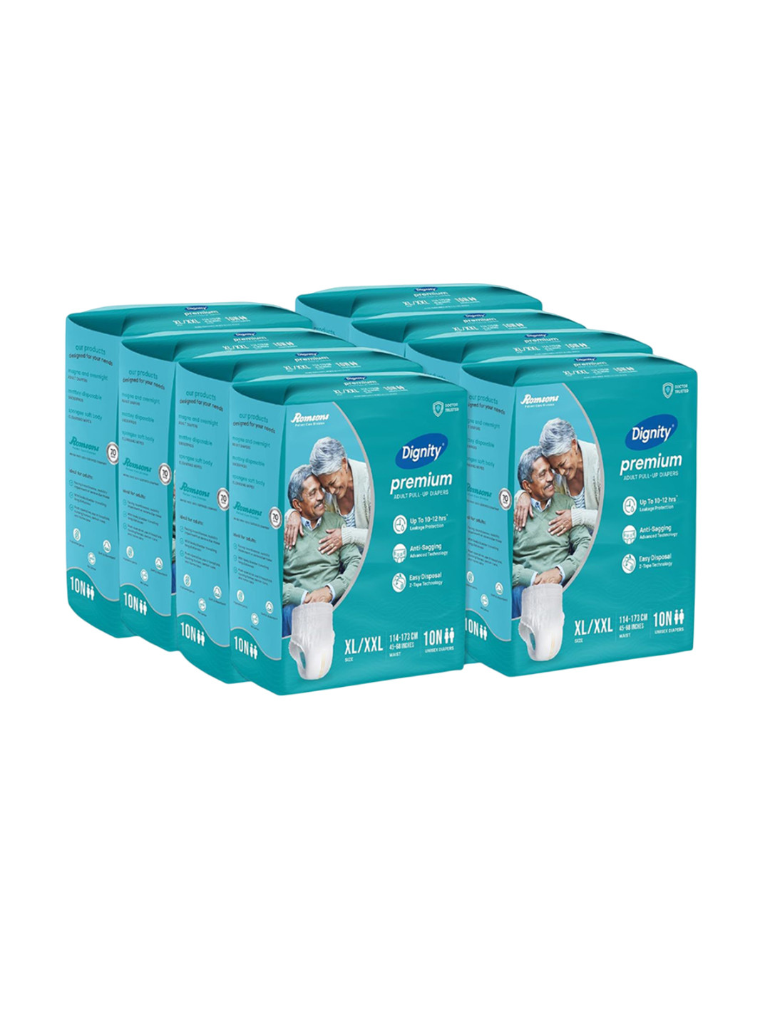 Dignity Set Of 8 Premium Pant Style Adult Diapers -XL/XXL - 80-Pcs