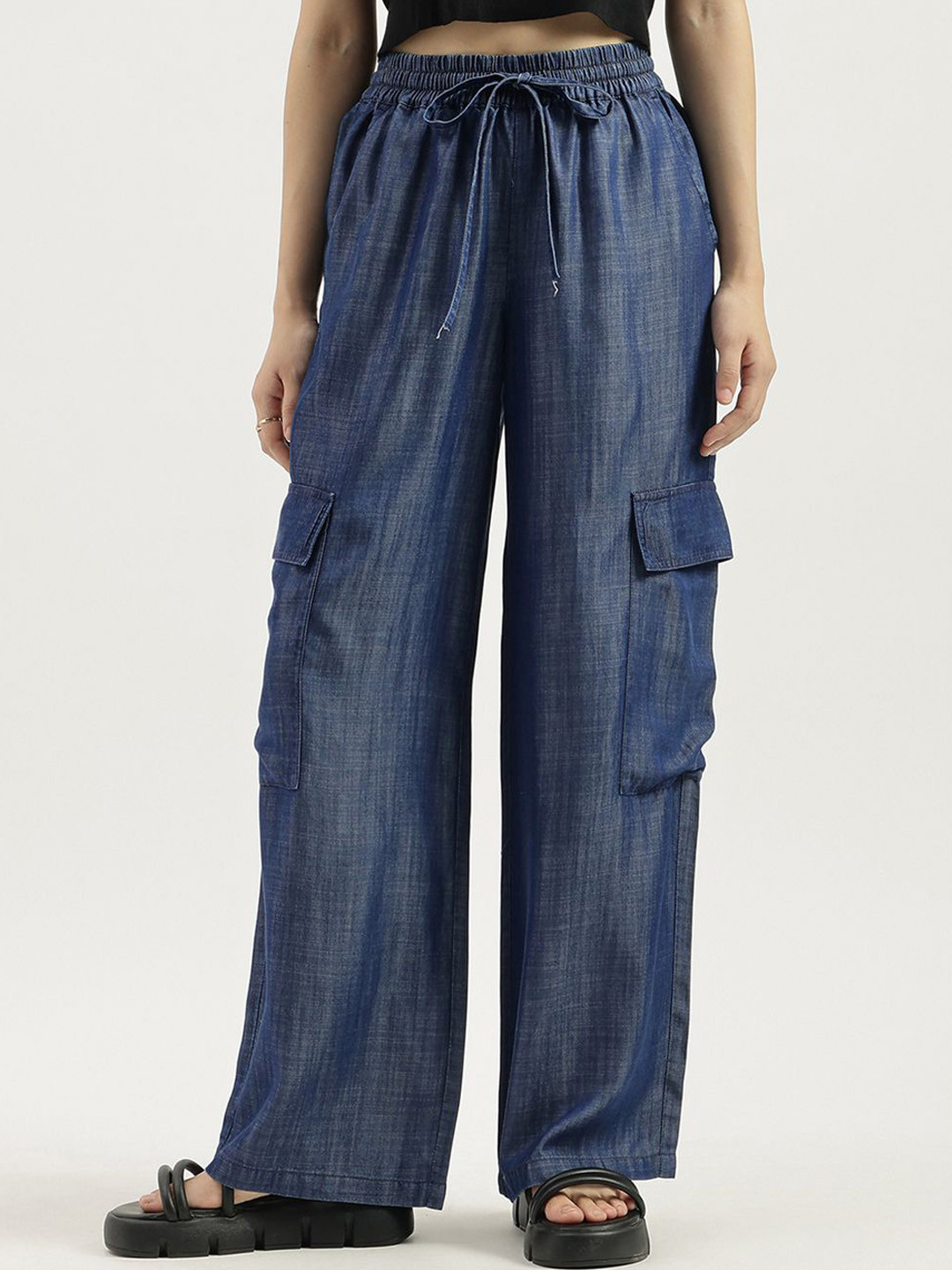 United Colors of Benetton Women Regular Fit High-Rise Cargo Styles Jeans