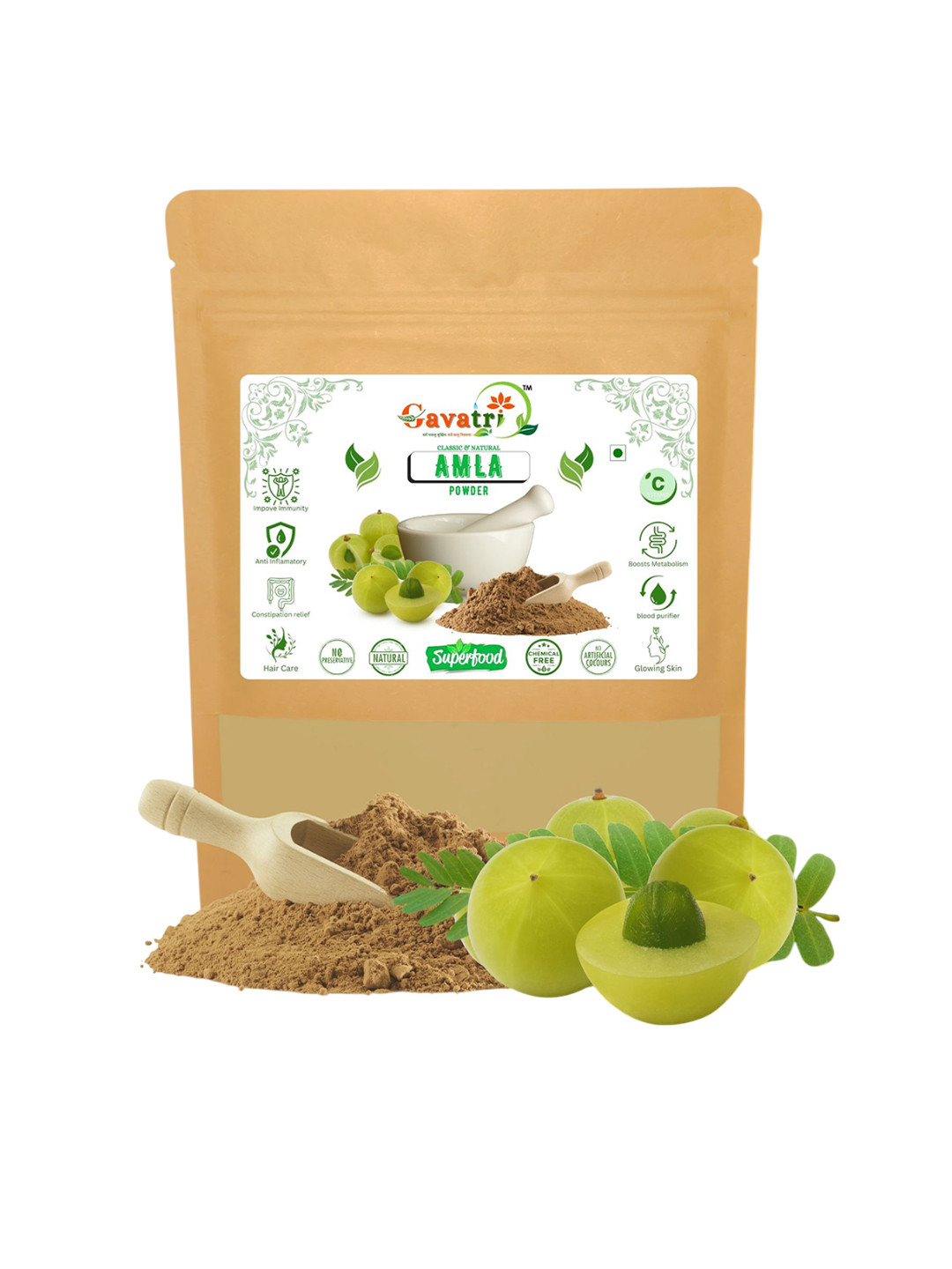 Gavatri Classic & Natural Amla Powder For Hair, Skin & Consumption - 250 g