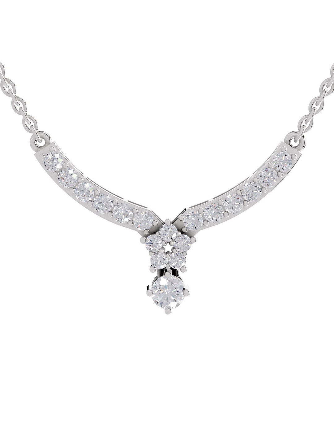 Sparkles 14K White Gold Lab Grown Diamond 1.22 Carat Round Shape Diamond Necklace