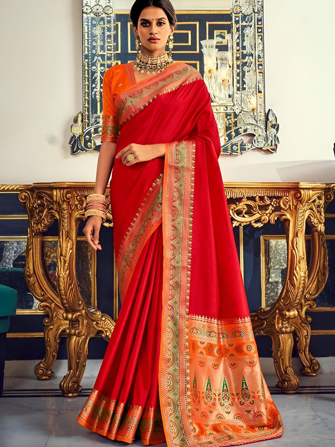 Kalista Woven Design Border Zari Banarasi Saree