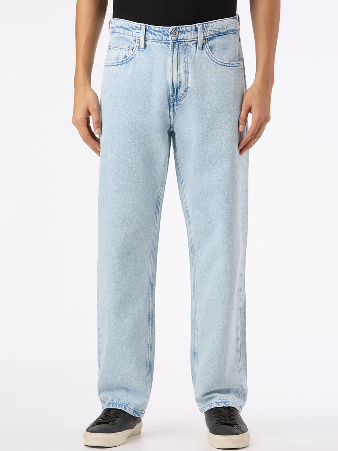 Pepe Jeans Men James Baggy Mid-Rise Clean Look No Fade Stretchable Jeans