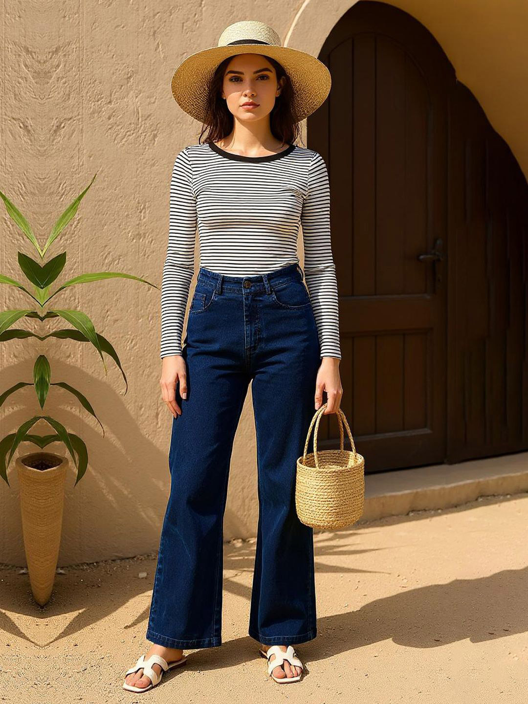 ZUMMER Women Striped Rib Full Sleeves Top