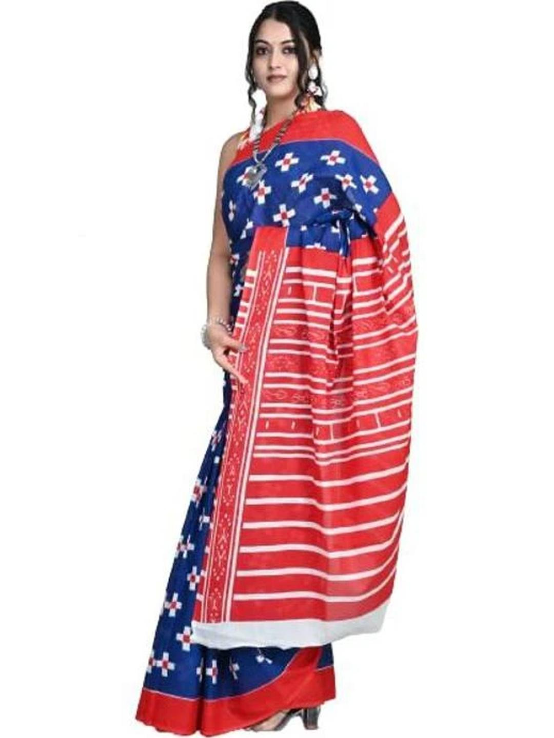 Pinkcity Trade World Blue Pure Cotton Printed Sarees
