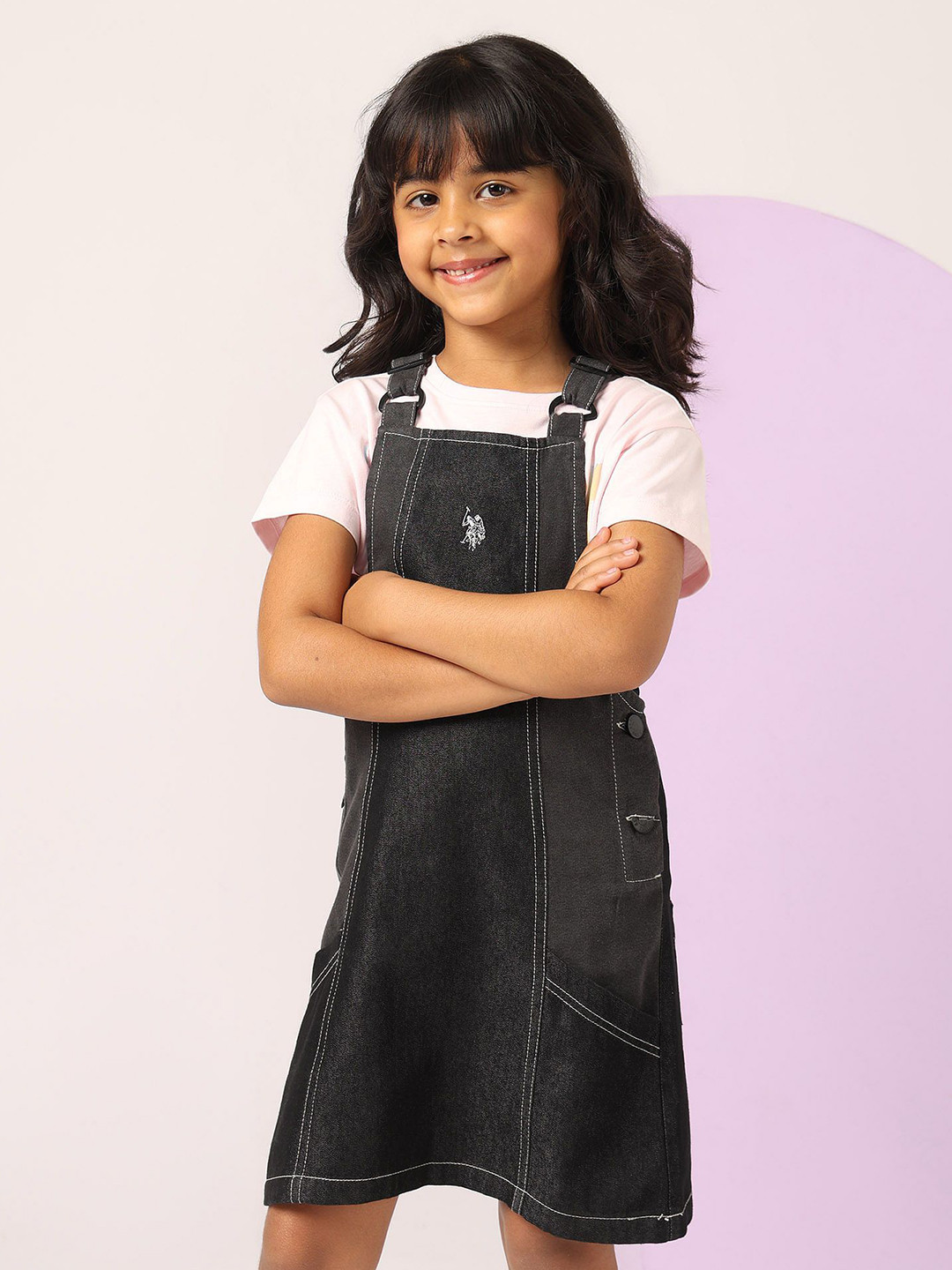 U.S. Polo Assn. Kids Square Neck Cotton A-Line Dress