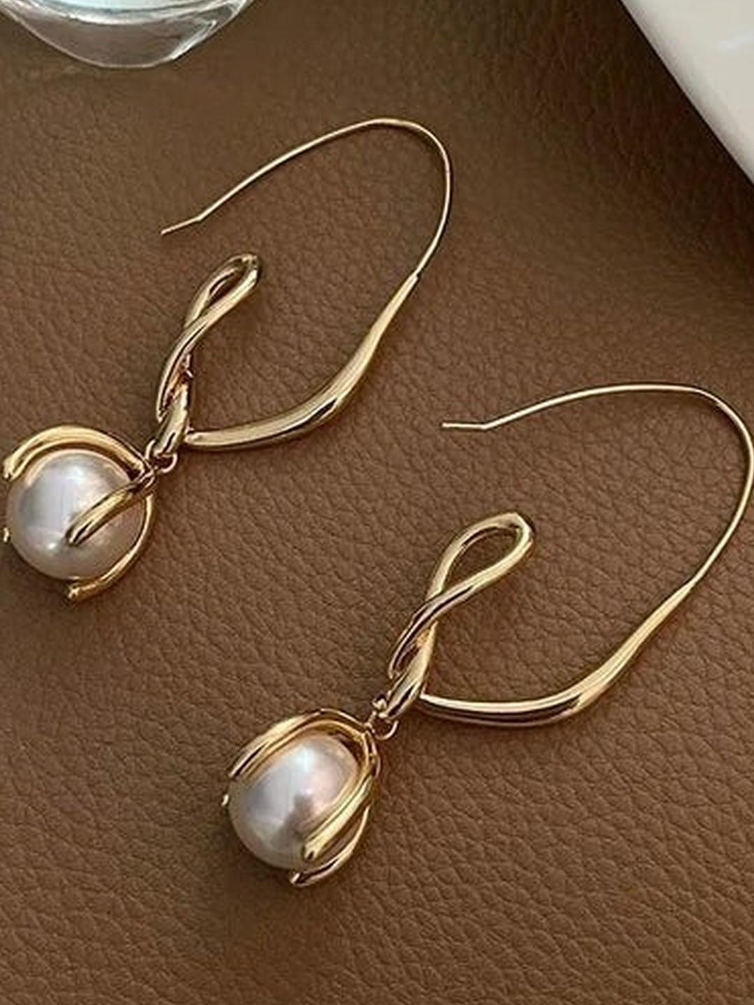 Khusha Creations Modern Gold-Toned Sculptural Hoop Earrings