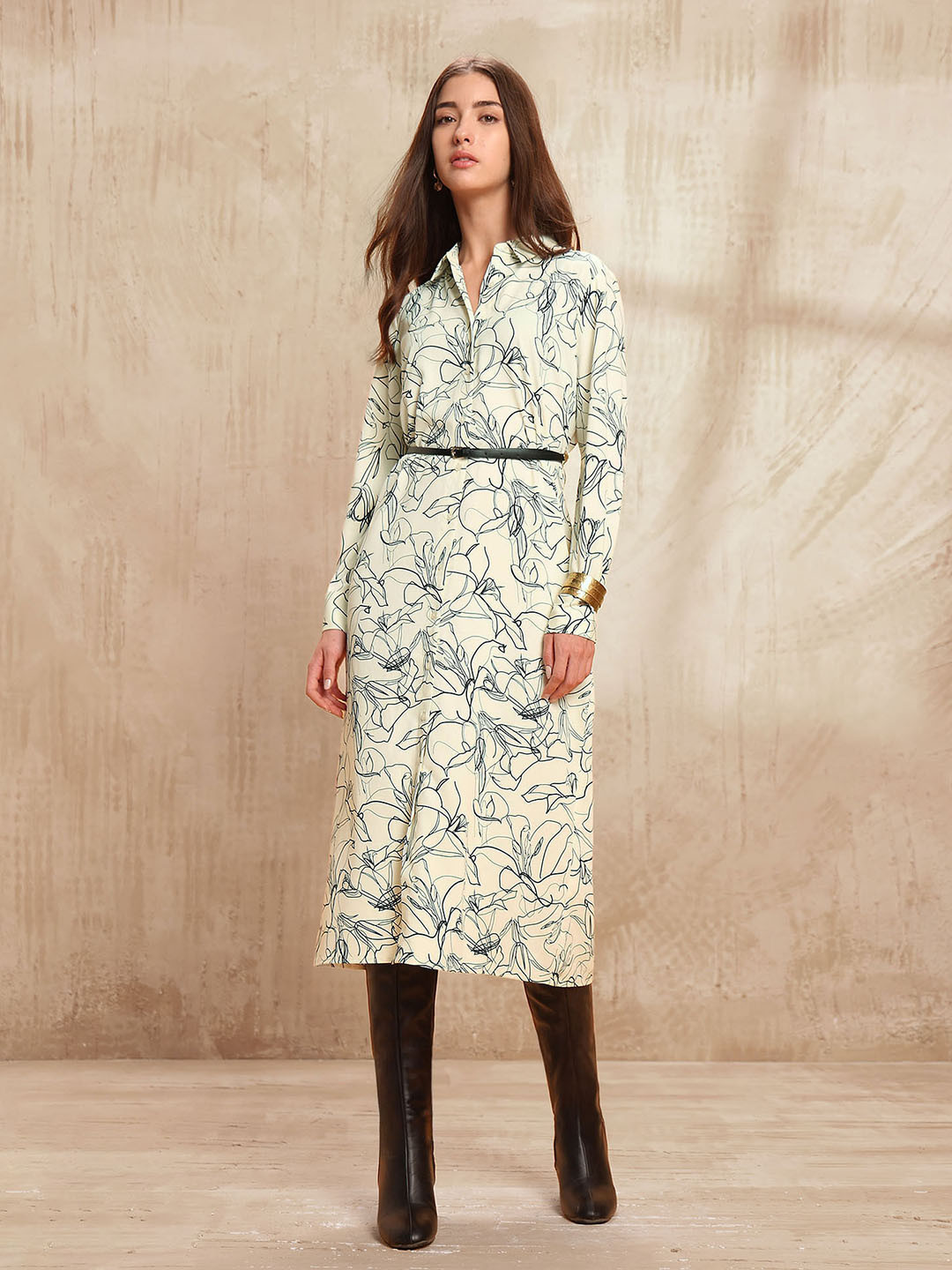 U.S. Polo Assn. Women Abstract Print Shirt Midi Dress