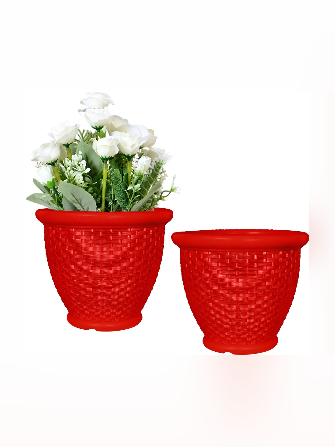 GARDEN'S NEED 2-Pcs Red Textured Weather Resistance Planters