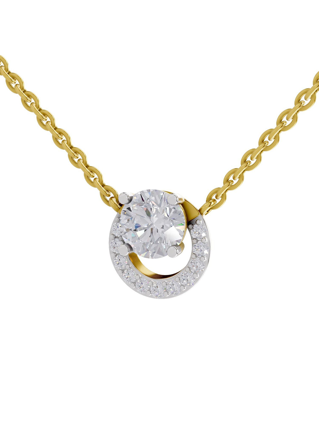 Sparkles 14K Yellow Gold Lab Grown Diamond 1.15 Carat Round Shape Diamond Necklace