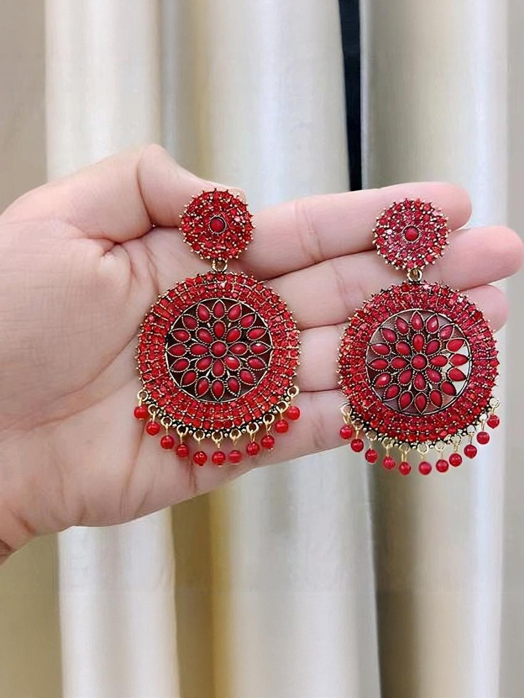 Glamgem Ethnic Stone Wedding Round Earrings