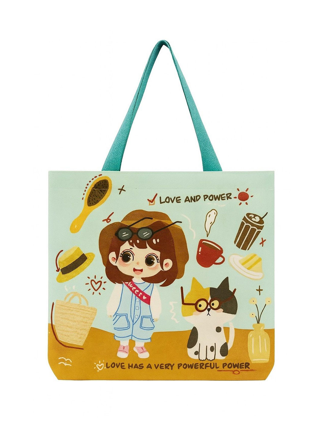 KeepCart Women Multicolored Graphic Printed Zipper Closure Canvas Tote Bag