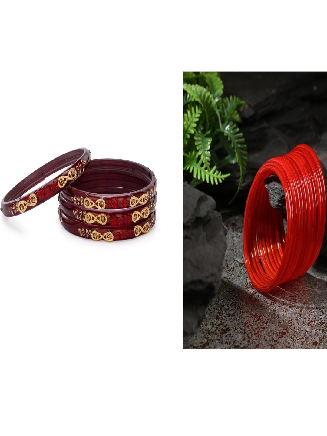 SOMIL Women combo of 2 sets Glass Ethnic Bangles