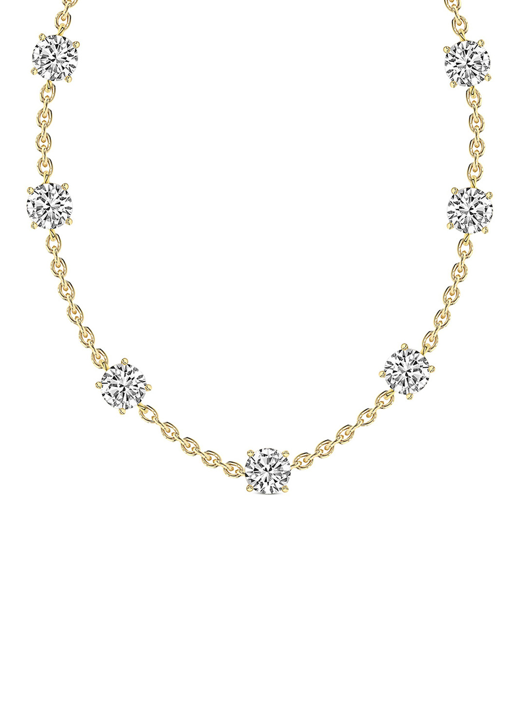 Sparkles 14K Yellow Gold Lab Grown Diamond 2.1 Carat Round Shape Diamond Necklace