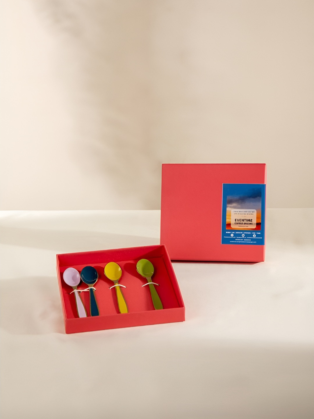 FREEDOM TREE Gold-Toned & Blue 4 Pieces Enamelled Coffee Spoons