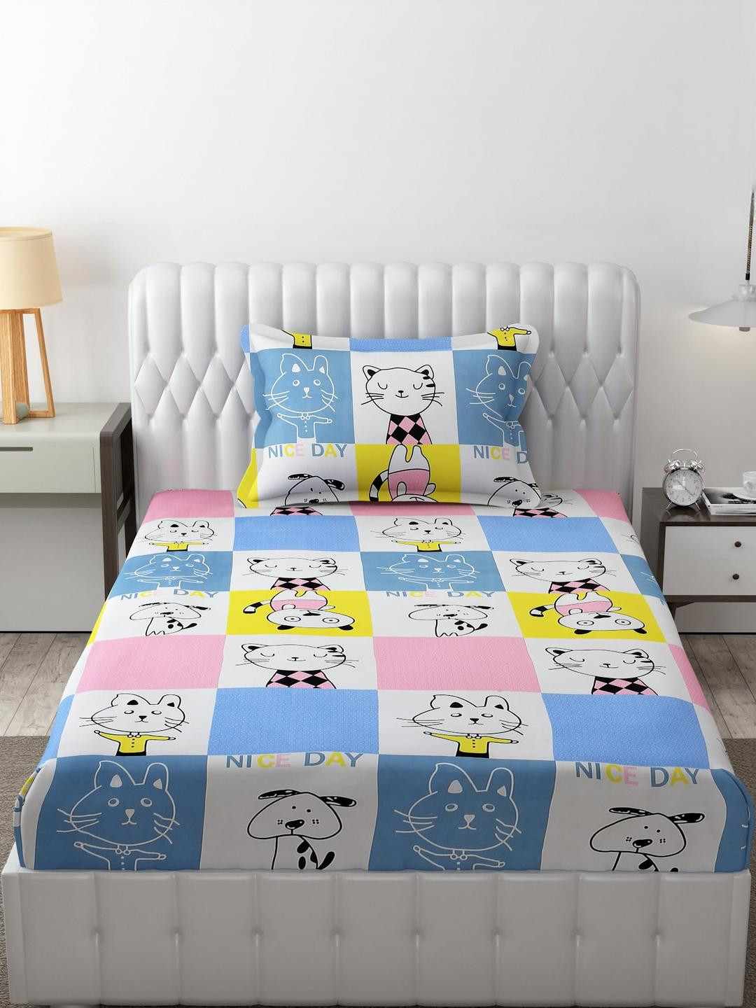 WELLNEST Microfiber Fitted Single Bedsheets