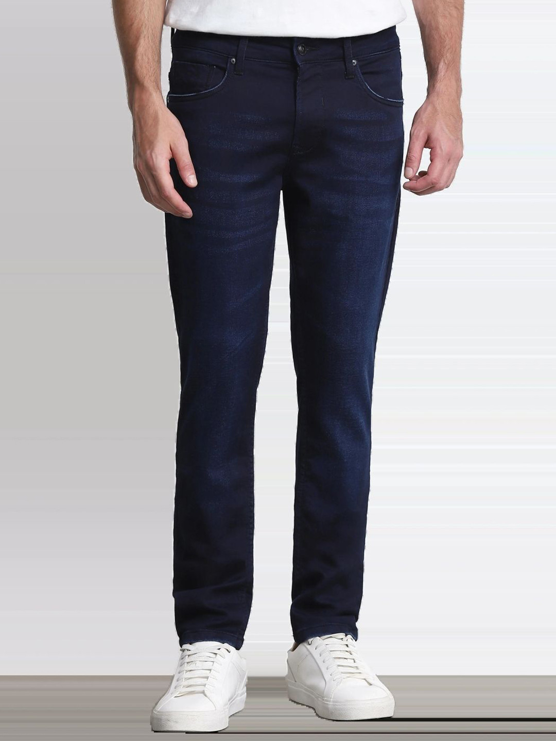 Mufti Men Skinny Fit Mid-Rise Light Fade Stretchable Jeans