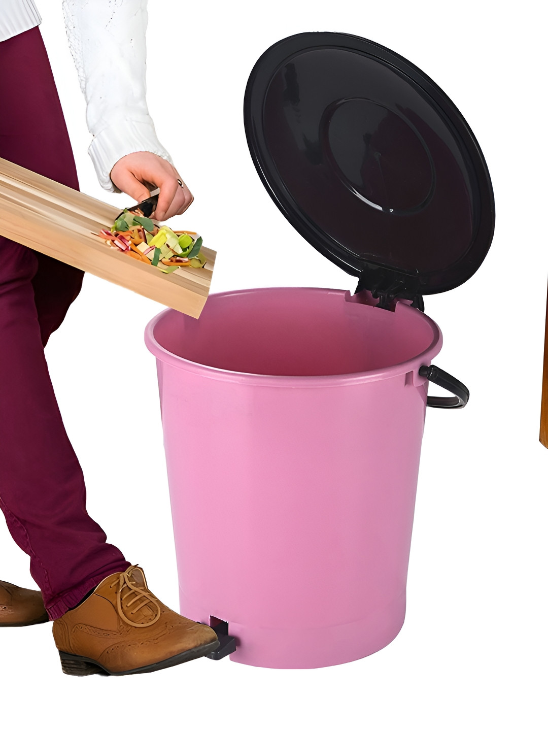 Aura Pink And Black Pedal Bin With Handle 7L