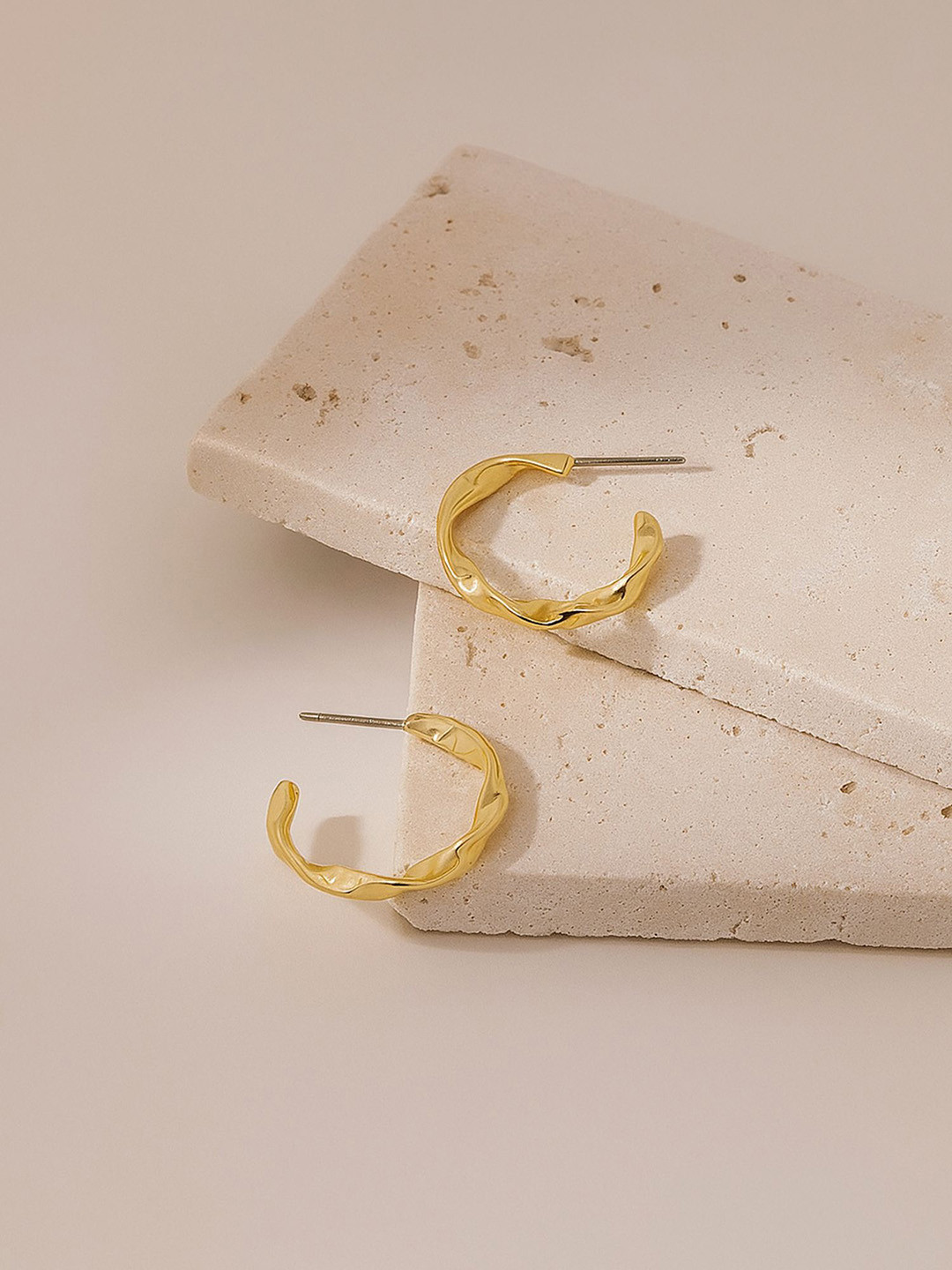 Accessorize 14K Gold-Plated Semi Circular Shaped Twisted Half Hoop Earrings