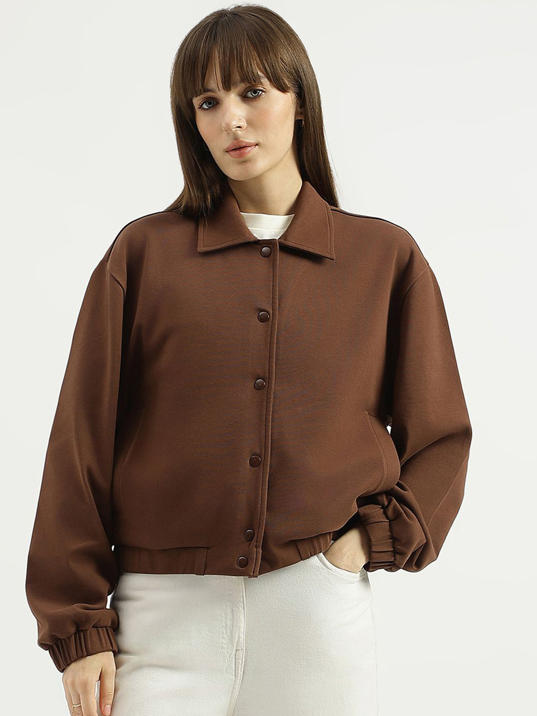 United Colors of Benetton Women Spread Collar Solid Tailored Jacket