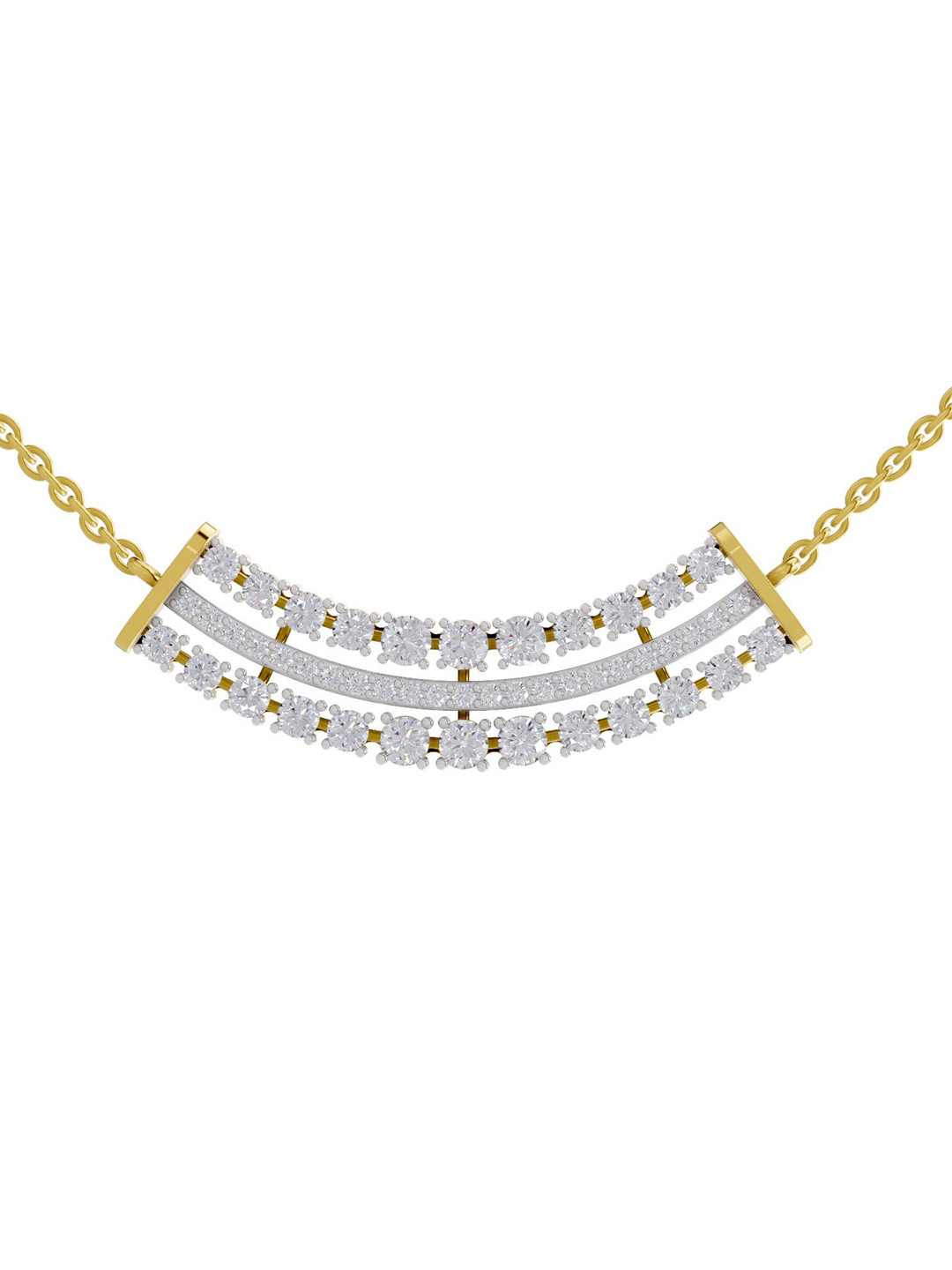 Sparkles 14K Yellow Gold Lab Grown Diamond 1.24 Carat Round Shape Diamond Necklace