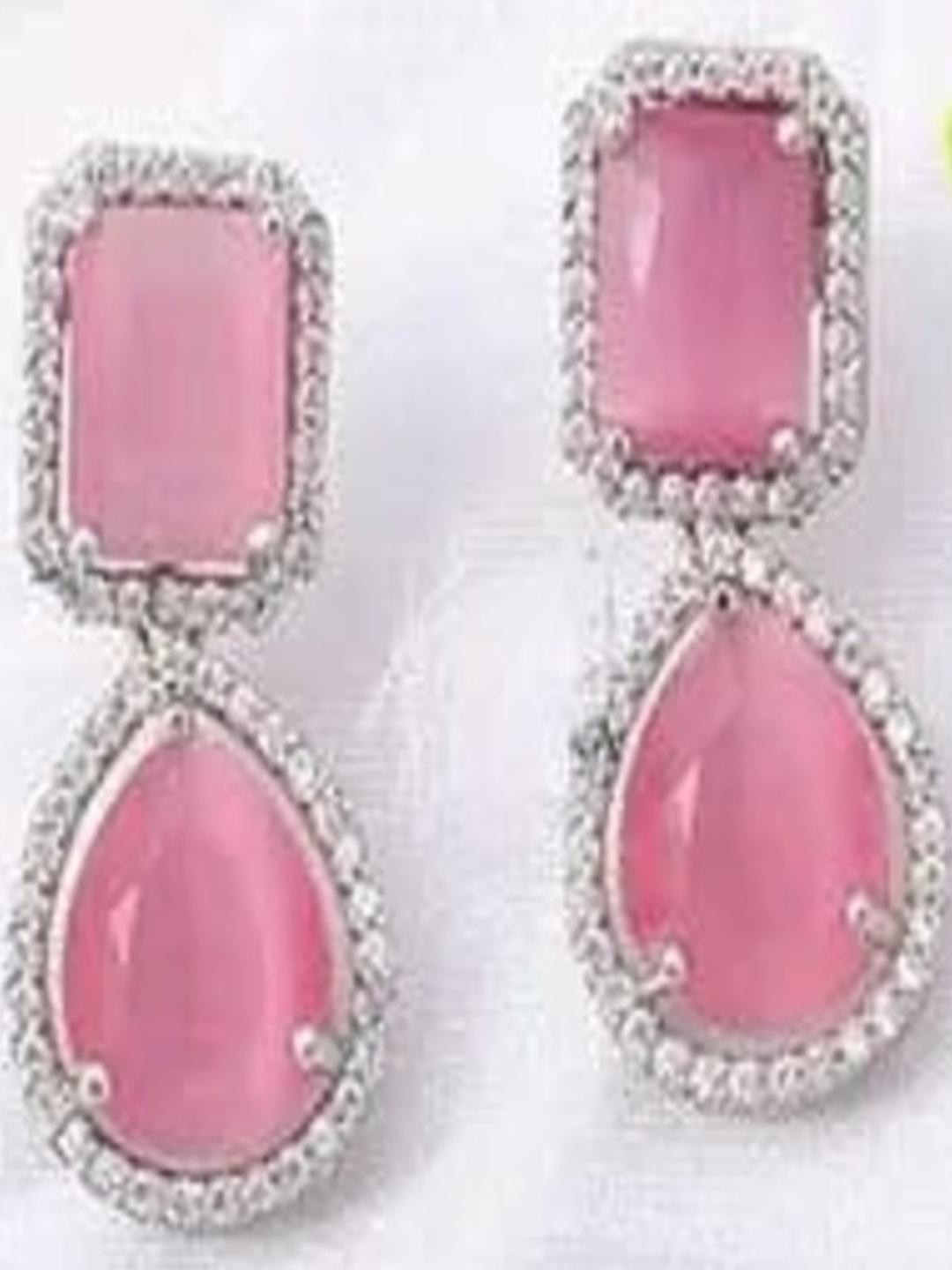 Laksh Enterprise Pink Brass Drop Earrings