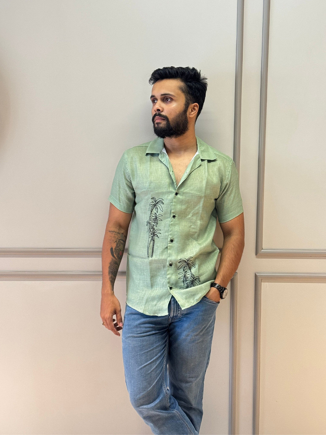 TATER GARMENTS Men New Fit Floral Printed Cuban Collar Casual Shirt