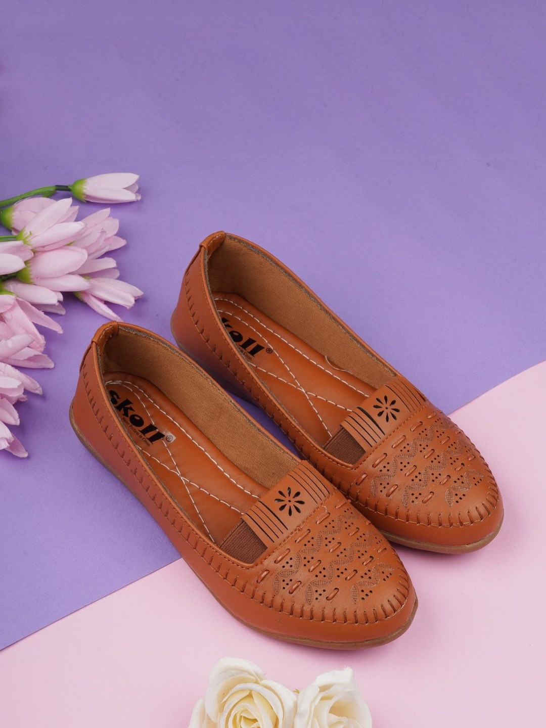 SKOLL Women Woven Design Round Toe Slip On Ballerinas