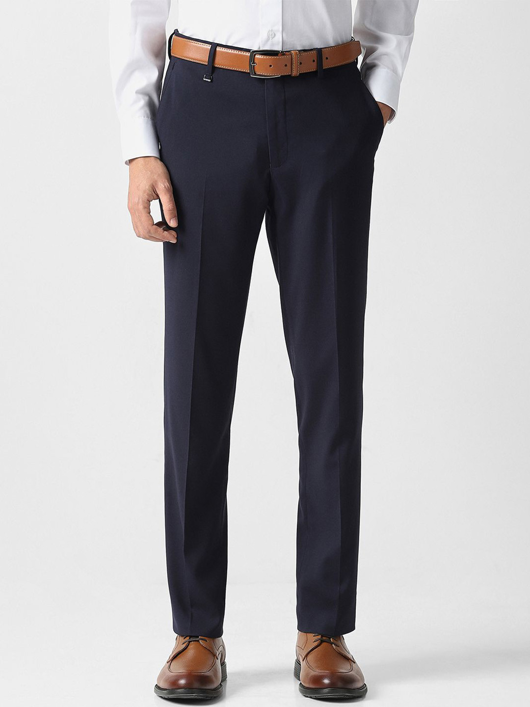 Van Heusen Men Slim Fit Mid-Rise Formal Trousers