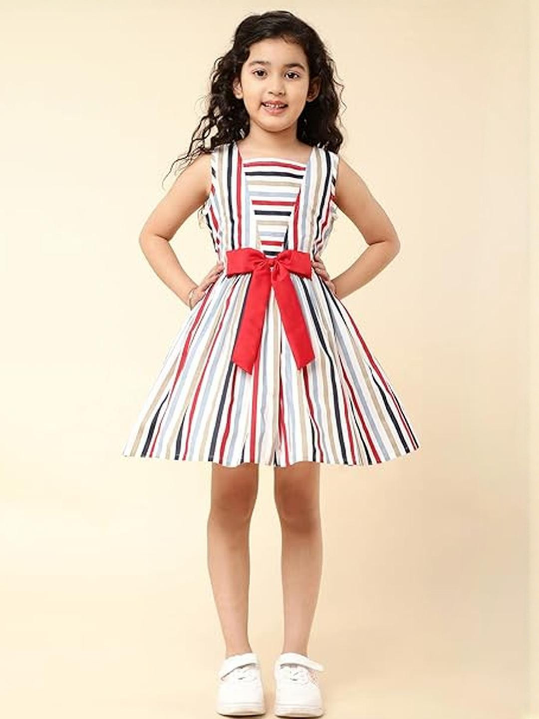 CHANDRIKA Girls Multicolured Viscose Rayon Dresses