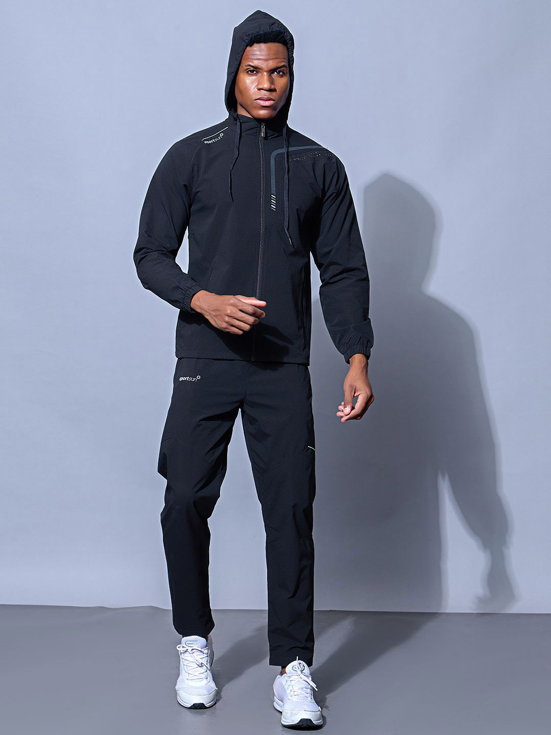 SPORT SUN Men Hooded Mid-Rise Tracksuit