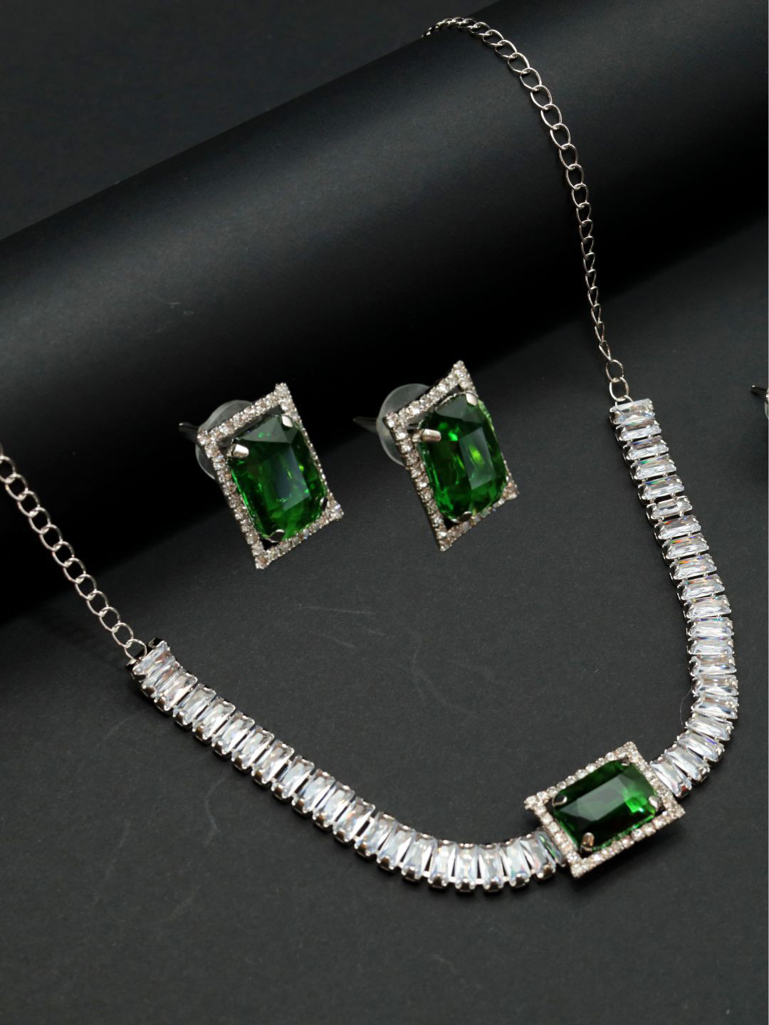 The  Pure Virgo Women American Diamond Crystal-Studded Jewellery Set