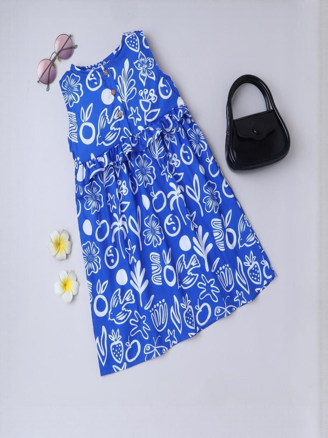 BRIGHT STARS KIDSWEAR Girls Floral Print A-Line Midi Dress