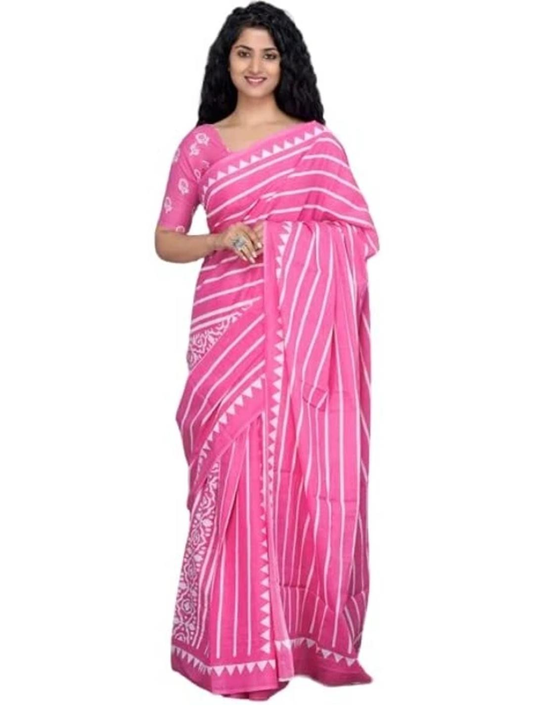 Pinkcity Trade World Purple Pure Cotton Printed Sarees