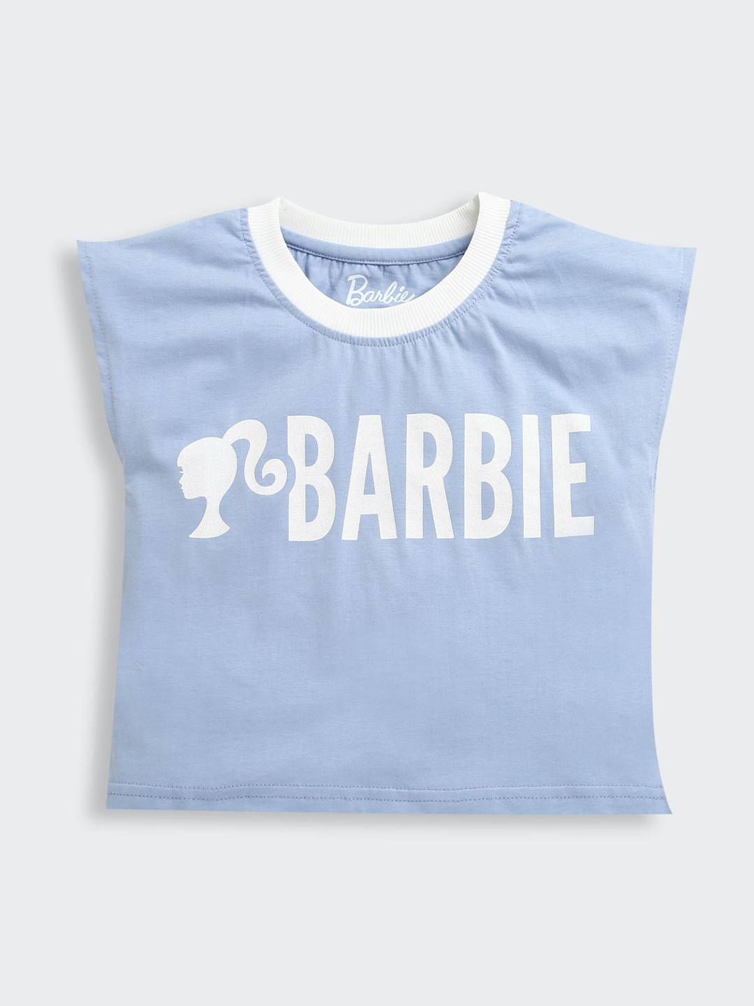 Tiny Girl Barbie Printed Extended Sleeves Cotton Crop Top