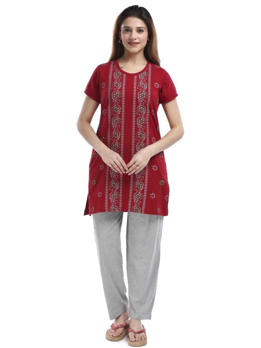 E-MAX Women Multi Cotton Blend Night suits