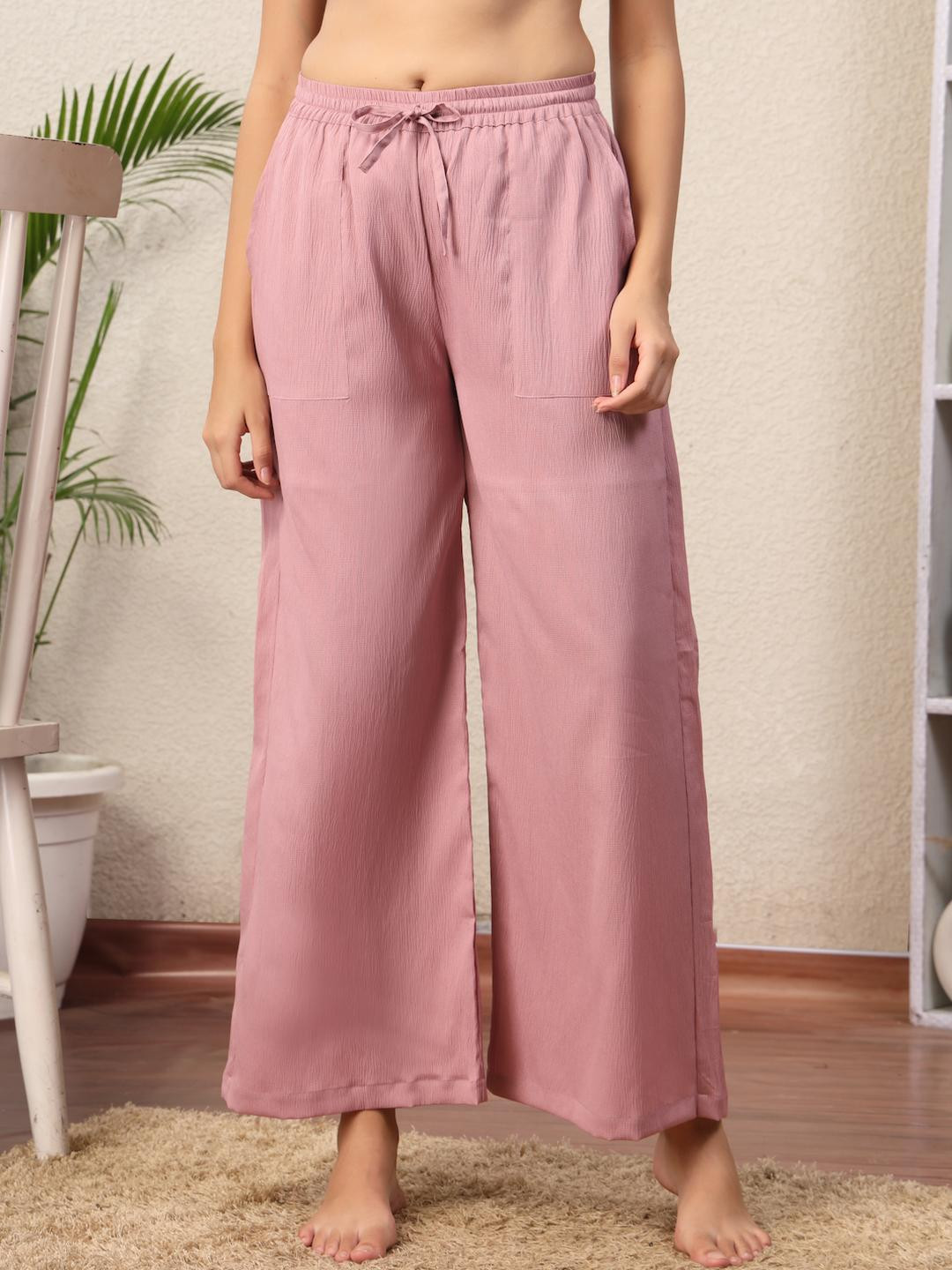 Overlock Women Wide Leg Lounge Pants With side Pocket