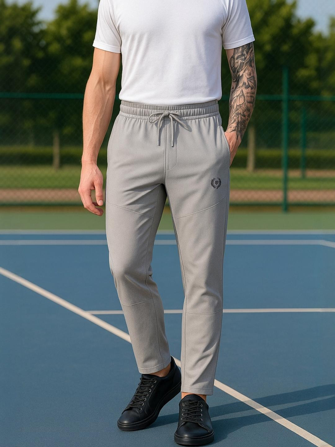 LEE BONEE Men Grey Solid 4 Way Stretch Track Pant