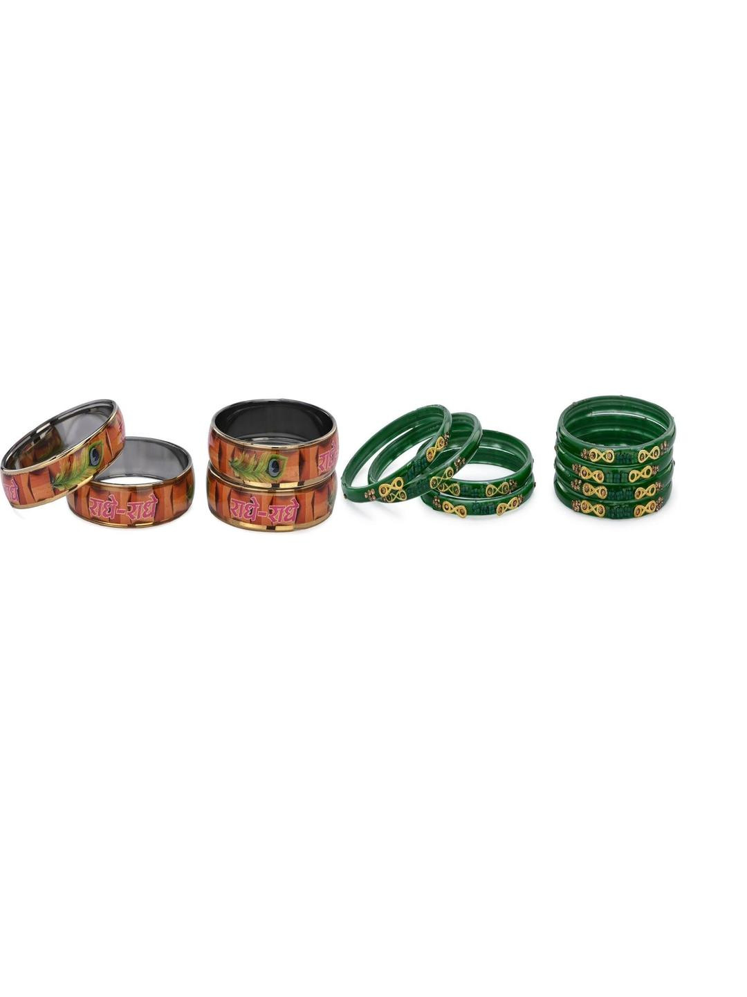 SOMIL Set Of 12 Multi and green alloy Bangles
