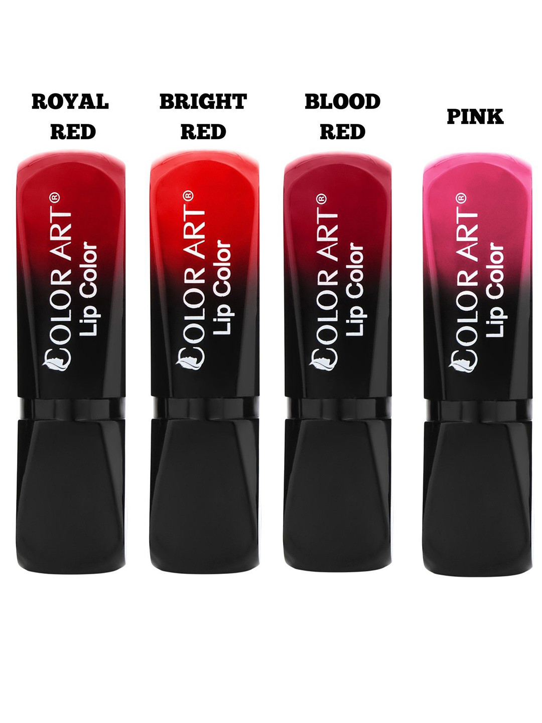 Color Art Women Set Of 4 Long-Lasting Lipstick- 4 g Each - Royal, Bright, Blood Red & Pink