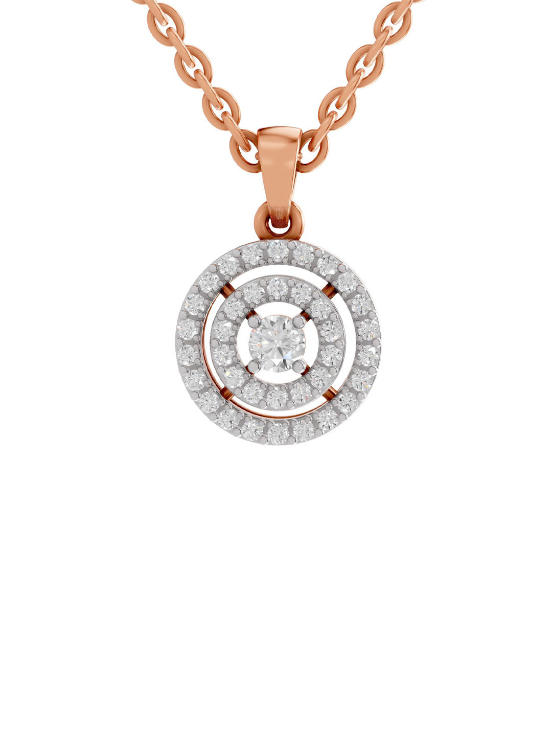 Sparkles 14K Rose Gold Lab Grown Diamond 0.28 Carat Round Shape Diamond Pendant