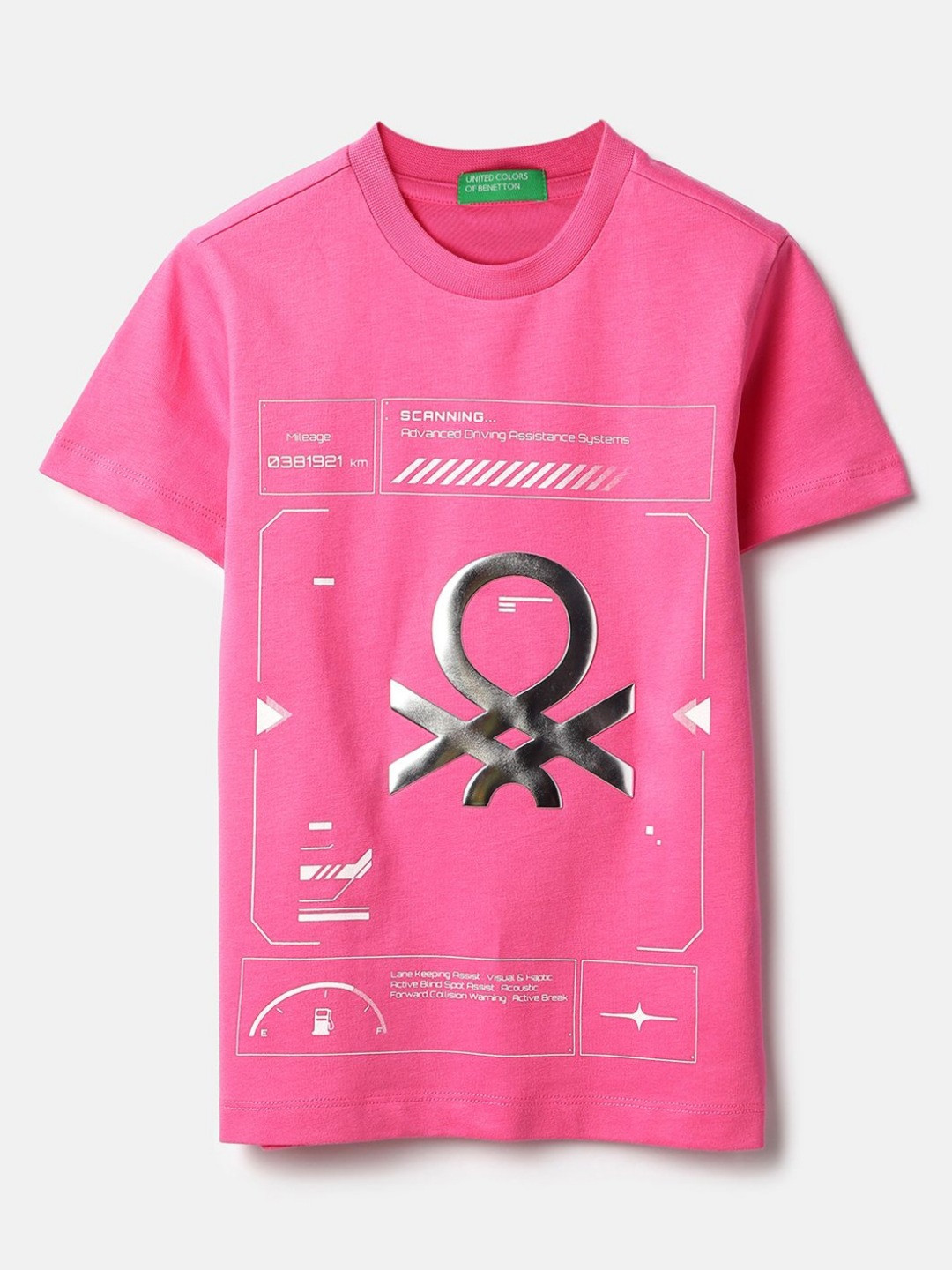 United Colors of Benetton Boys Graphic Metallic Printed Round Neck Pure Cotton T-shirt