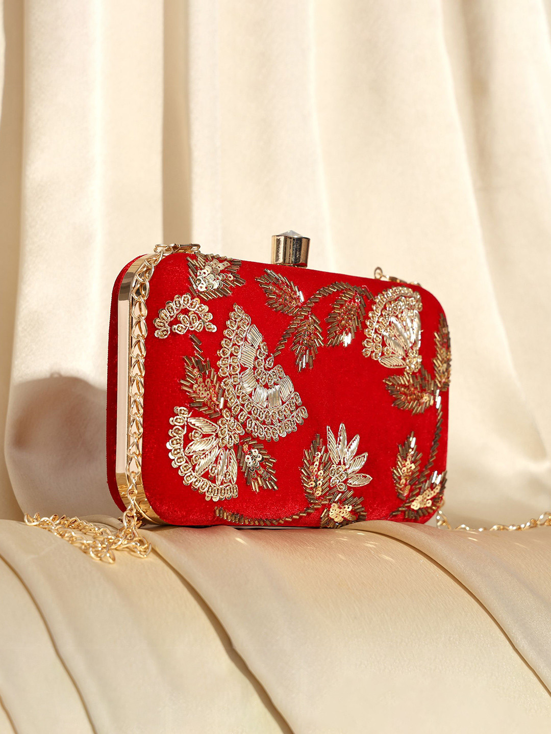 MYBWO Women Floral Structured Ethnic Handheld Bag