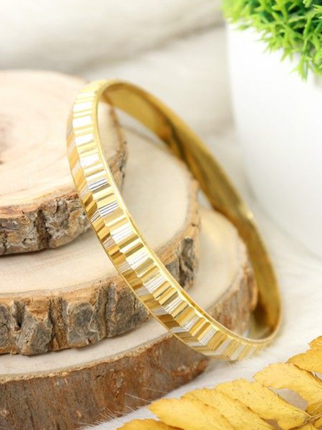 City Girl  Men 24CT Gold-Plated Kada Bracelet