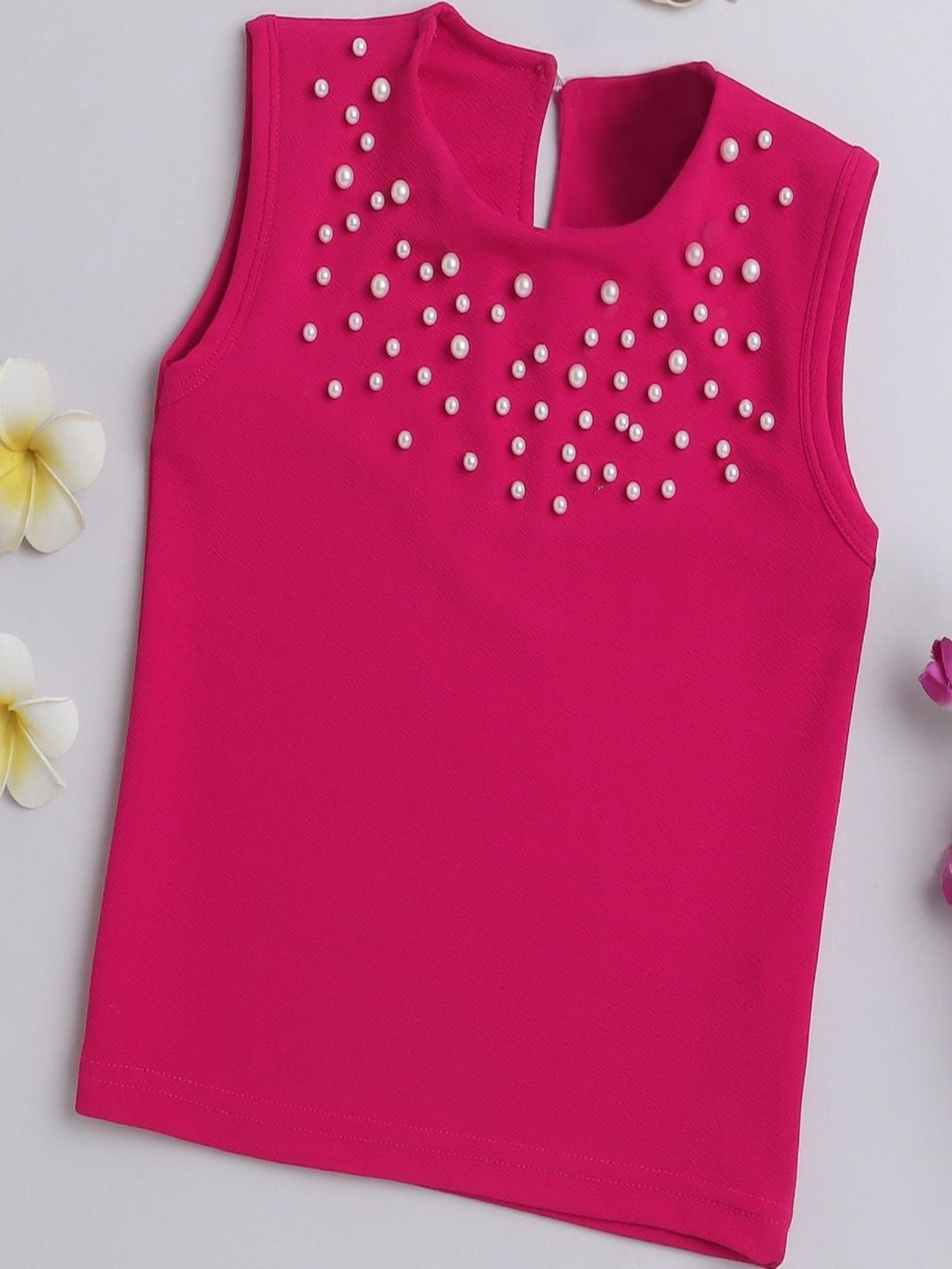 BRIGHT STARS KIDSWEAR Girls Pink Polyester Top